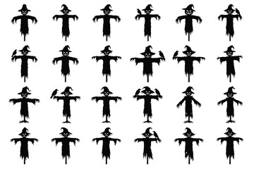 halloween lanterns silhouettes set