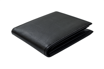 black wallet isolated on transparent background