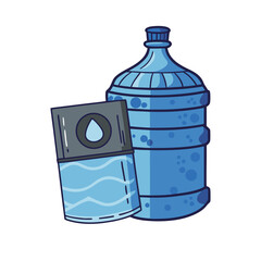Obraz premium Blue water bottle and dispenser liquid