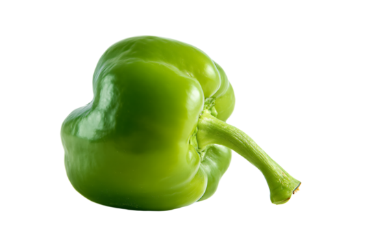a green pepper with a long stem sticking out of it