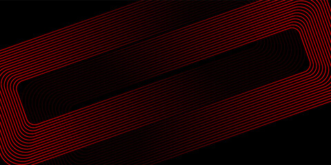 Abstract elegant black background with shiny gold geometric lines. Modern gold diagonal rounded lines pattern. Horizontal banner template. Suitable for covers, posters, presentations, vectors