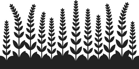 Black stylized plants with leaves on a white background vector