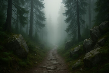 Mountain Path in the Mist