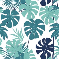 Tropical Leaf Paradise: An eye-level view showcases an elaborate pattern of oversized, vibrantly hued tropical leaves.