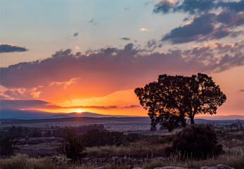 Beautiful sunset in the meadows of the village of Pradas (Valencia, Spain)