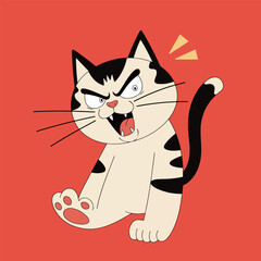 Angry Cartoon Cat Illustration