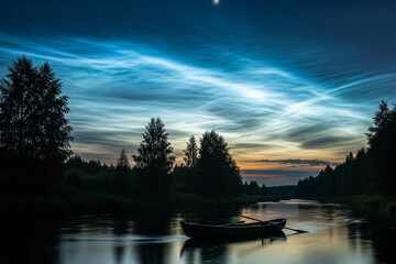 Fototapeta premium noctilucent over the river