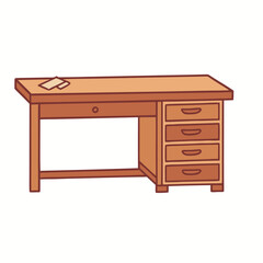Fototapeta premium Wooden desk with drawers and papers furniture