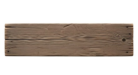 Rustic Wooden Board with Weathered Gray Finish Isolated on White