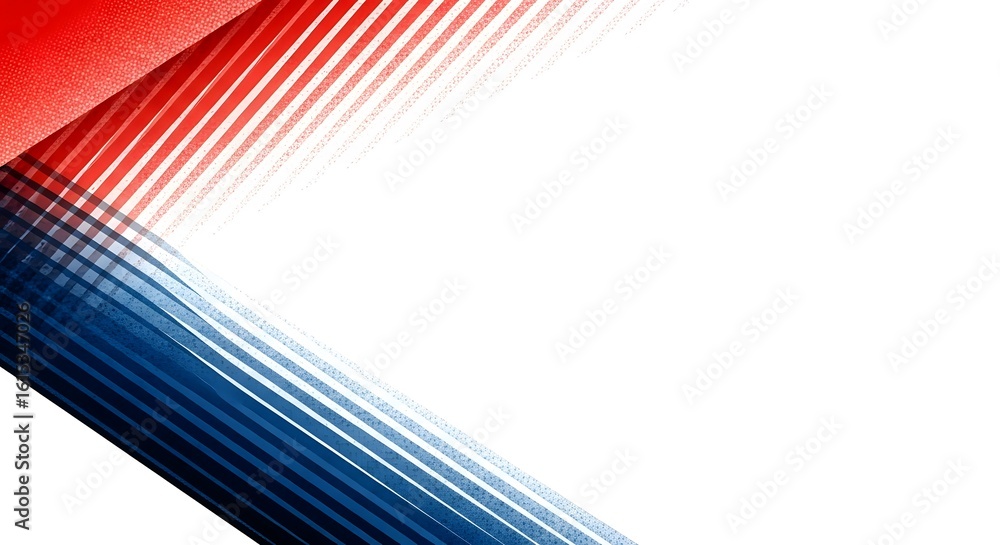 Poster dynamic red and blue abstract diagonal lines on white backdrop