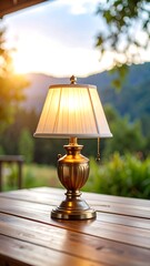 Outdoor table lamp at sunset