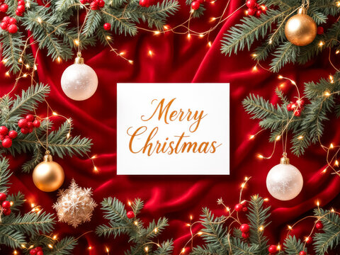 Merry christmas sign on a red background