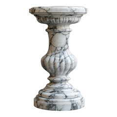 Fluted White Marble Pedestal isolated on transparent background.