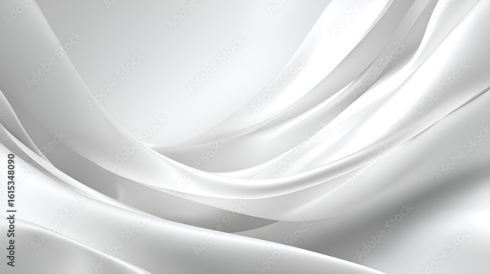 Aufkleber white wavy glossy bands intertwine creating a sleek abstract design with bright highlights and subtl
