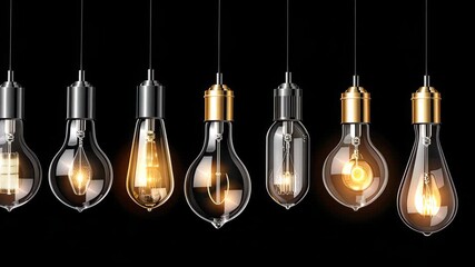 A stylish arrangement of light bulbs showcases unique designs and modern illumination techniques with elegance