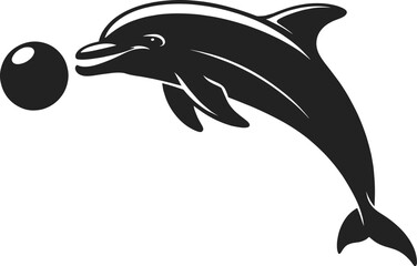 Obraz premium Sleek black dolphin playing with a ball aquatic