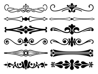 Elegant black decorative flourishes and borders collection