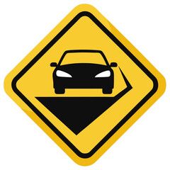 Slippery road warning sign graphic for banners and advertisements
