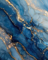 Abstract Blue and Gold Marble Texture