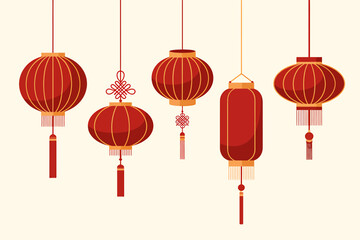 Festive Chinese Lanterns for Celebrations and Cultural Events Red and Gold Decor Elements for Asian New Year