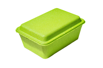 a green container with a lid on a white background
