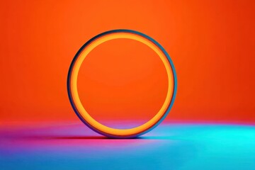 orange ring on blue background