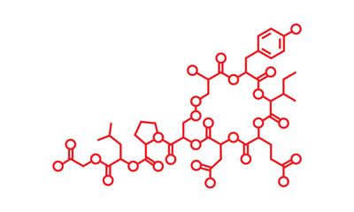 Chemical Molecular Structure Diagram – Red Organic Compound Vector
