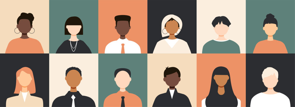 Icons of different people. Modern design.