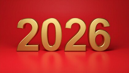 Bold “2026” in gleaming gold, centered over a rich crimson backdrop—evoking themes of celebration, futurism, and prestige. The clean, symmetrical layout suggests a timeless milestone or an aspirationa