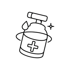 Disinfectant line icon with white background vector stock illustration
