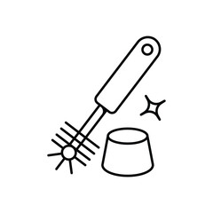 Toilet Brush line icon with white background vector stock illustration