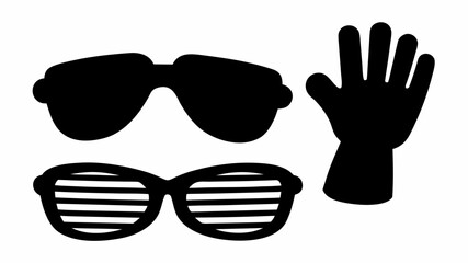Fototapeta premium Illustration of two pairs of sunglasses and a hand silhouette on a white background design art | editable eps vectors