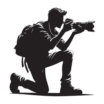 recommend clip art: Man photographer holding camera silhouette