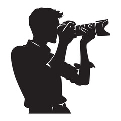 Man holding a camera in silhouette