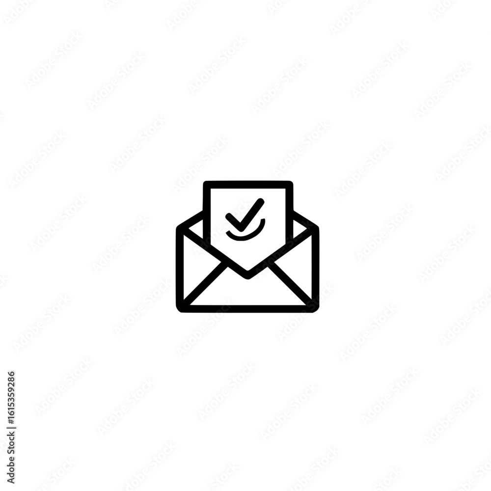 Poster vector graphic of mail envelope containing letter with check symbolizing confirmed delivery and succ