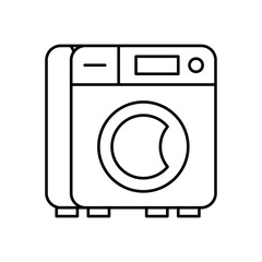 Washing Machine line icon with white background vector stock illustration