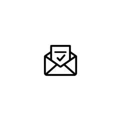 Envelope icon with letter and checkmark vector illustration representing approved mail and verified message