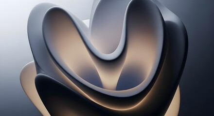 Abstract flowing shape with a modern, elegant design. Perfect for backgrounds, overlays, or graphical elements. Neutral colors provide versatility.