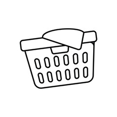 Laundry Basket line icon with white background vector stock illustration