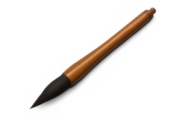 Traditional calligraphy brush isolated on transparent background, ready for seamless integration into designs