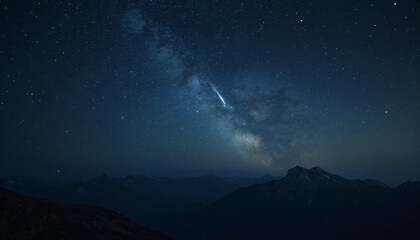 Milky Way and Shooting Star over Mountain Range