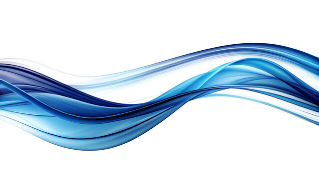 Abstract blue wave flowing design element on transparent background