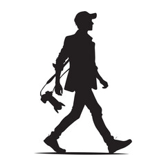 Fototapeta premium Silhouette of a photographer holding a camera graphic design element silhouette