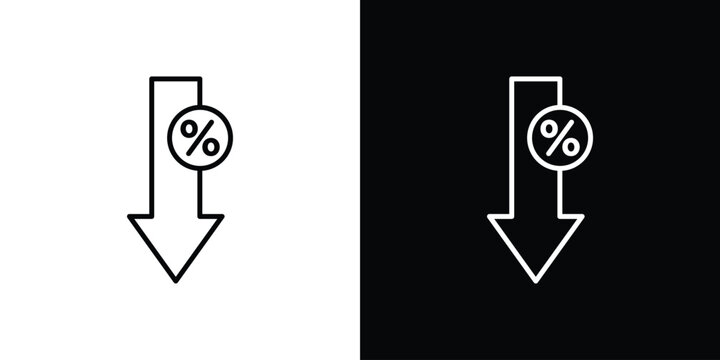 Percent down icon for template logo, vector designs.