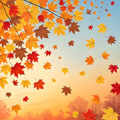 Falling autumn leaves a vibrant seasonal design