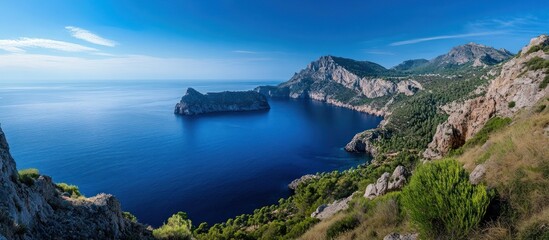 Panoramic coastal view of a Mediterranean landscape