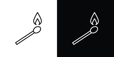 Match fire icon for template logo, vector designs.
