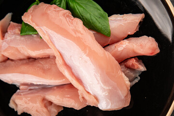 Rabbit raw meat fillet dietary fresh delicious gourmet food background on the table rustic food top view copy space keto and paleo diet