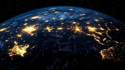 Obraz premium Global view of illuminated urban areas at night.