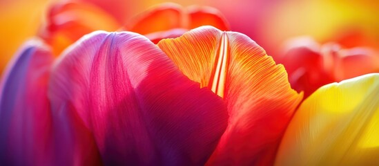 Vibrant tulip petals in close-up